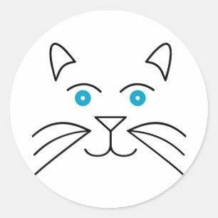 Cat face classic round sticker