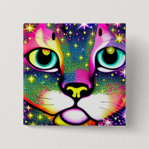 Cat Face Close Up Pop Art 15 Cm Square Badge