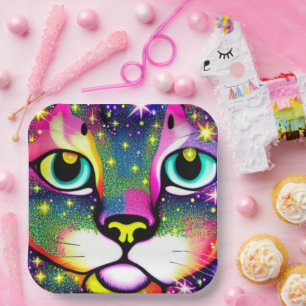 Cat Face Close Up Pop Art    Paper Plate