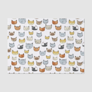 Cat Face Doodle Pattern Tissue Paper
