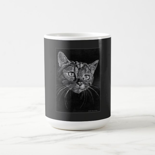 Cat Face Drawing By Mark Edward Westerfield  Coffee Mug (Center)