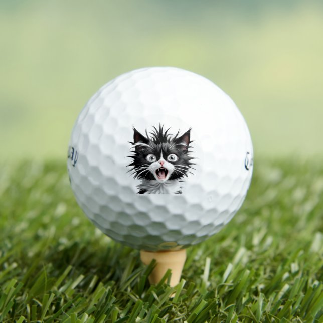 Cat Face Drawing Graphic Golf Ball Set of 3, Dozen (Insitu Tee)