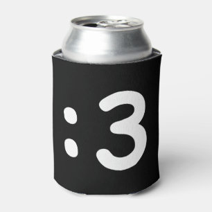 Cat Face Emoticon :3 Can Cooler
