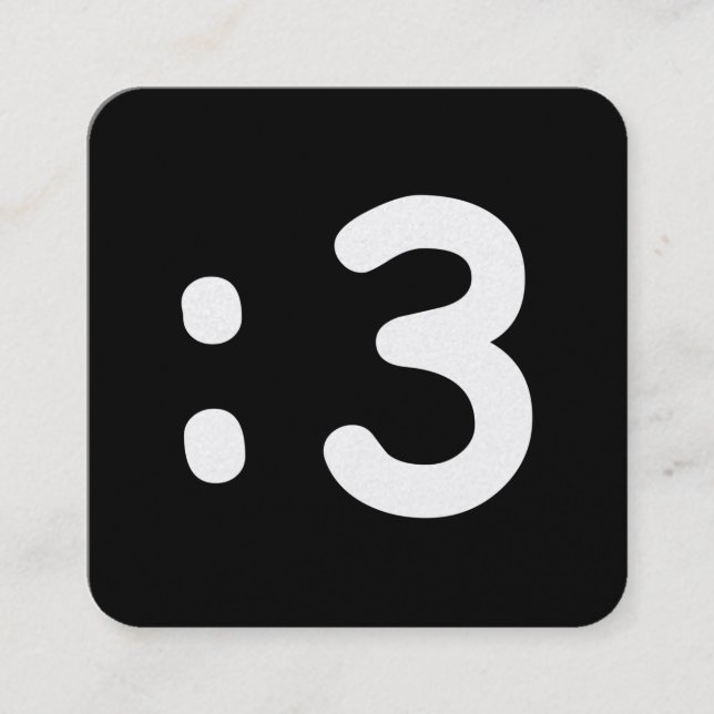 Cat Face Emoticon :3 Square Business Card (Front)