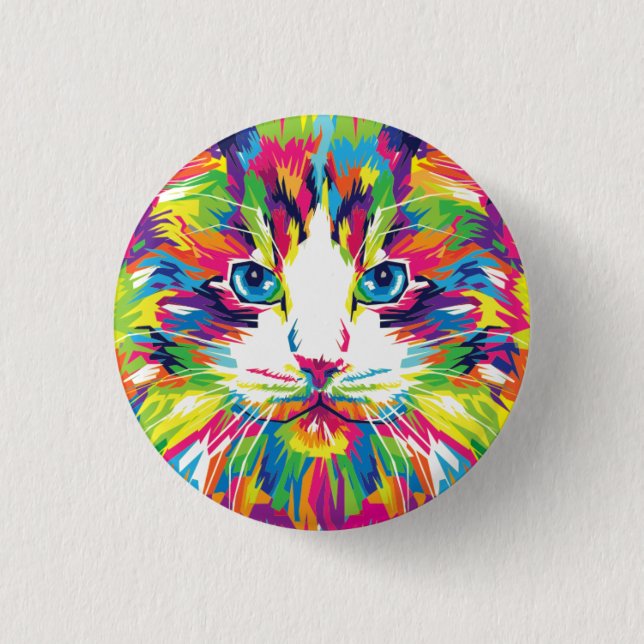 Cat Face Geometric Prismatic Design-32453 3 Cm Round Badge (Front)