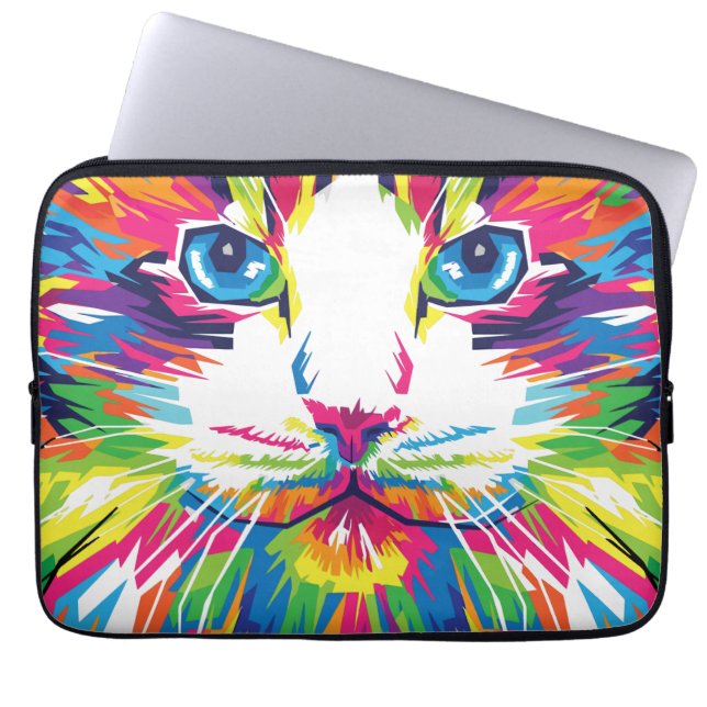 Cat Face Geometric Prismatic Design-32453 Laptop Sleeve (Front)
