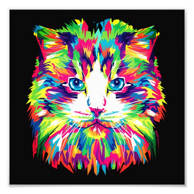 Cat Face Geometric Prismatic Design-32453 Photo Print (Front)