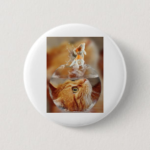 Cat Face Goldfish glass close Up view eyes 6 Cm Round Badge