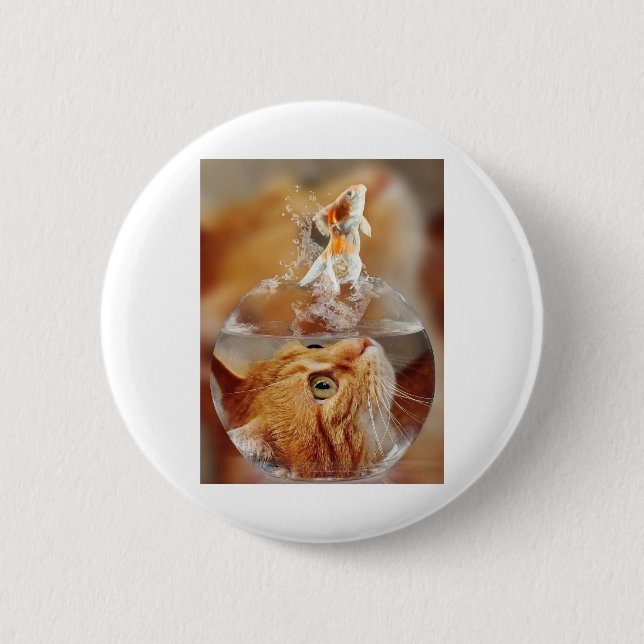 Cat Face Goldfish glass close Up view eyes 6 Cm Round Badge (Front)