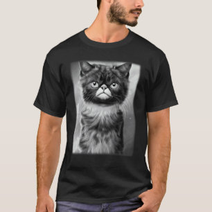 Cat face graphic animal pet grumpy kitten print T-Shirt