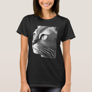 Cat face graphic animal pet grumpy kitten print T-Shirt