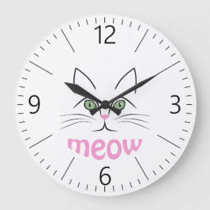 Cat face large clock