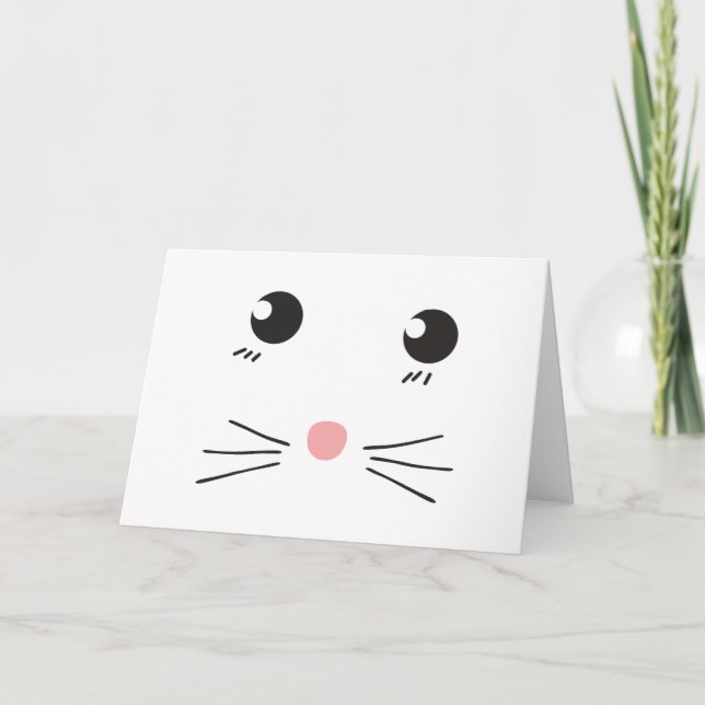 Cat face line drawing card (Front)