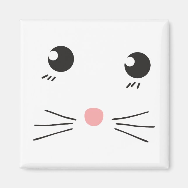 Cat face line drawing magnet (Front)