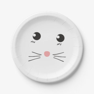 Cat face line drawing paper plate