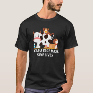 Cat Face Mask Dog Face Mask Cow Face Mask Farmer T-Shirt