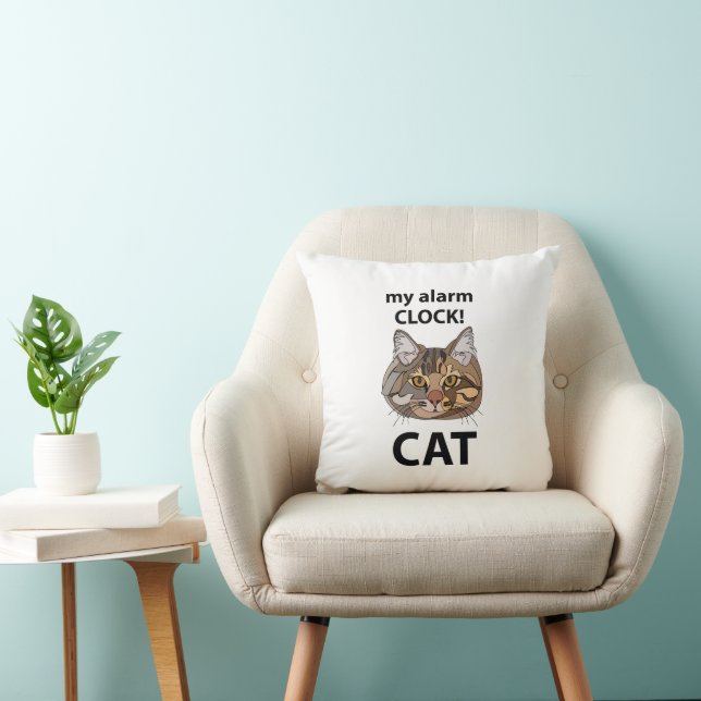 Cat Face My Alarm Clock Tabby Cat Cushion (Chair)