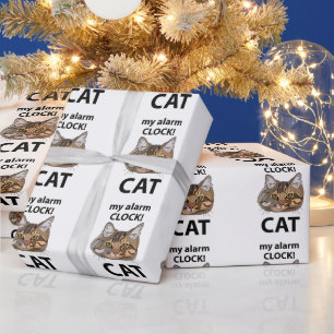 Cat Face My Alarm Clock Tabby Cat Wrapping Paper