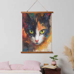Cat Face Oil Painting Hanging Tapestry