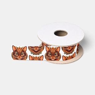 Cat Face pattern Satin Ribbon