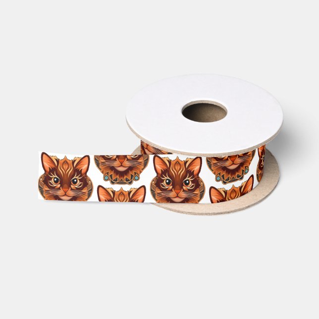 Cat Face pattern Satin Ribbon (Spool)