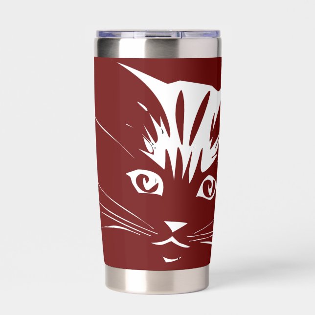 Cat face personalised insulated tumbler (Front)