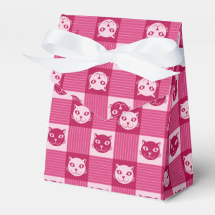 Cat Face Pink Gingham Pattern Cute Favour Box