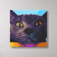 Cat Face Pop Art Canvas Print