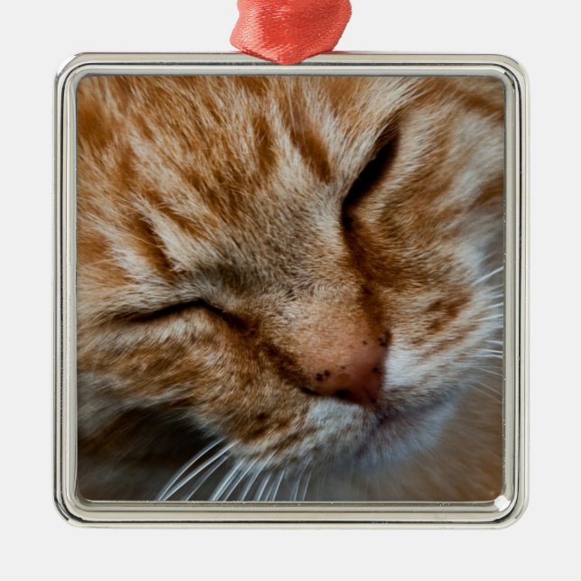 Cat face Premium Square Ornament (Front)