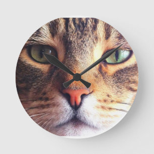 Cat Face Round Clock