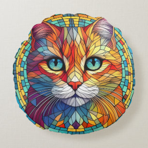 Cat face round cushion