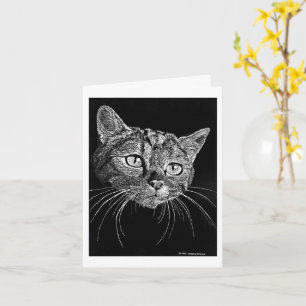 Cat Face Scratch Board Drawing card  