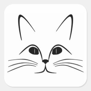 CAT FACE SQUARE STICKER