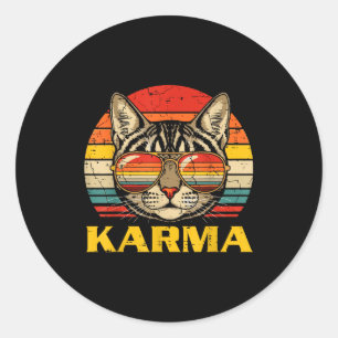 Cat Face Sungles Karma Funny Kitten Kitty Men Wome Classic Round Sticker