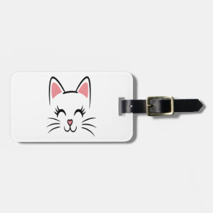 Cat Face Whiskers Print Love Halloween Luggage Tag