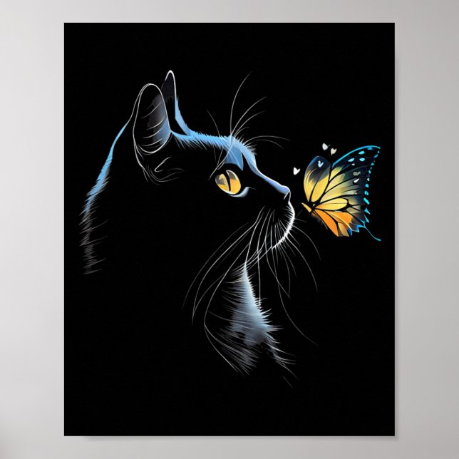 Cat Face - With Butterfly Poster (Front)
