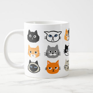 Cat Faces | Cute, Funny and Annoyed Cats Large Coffee Mug
