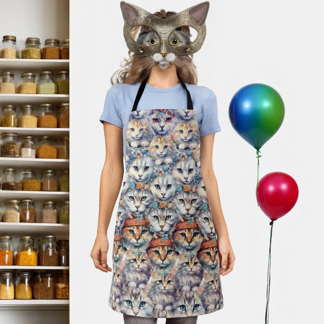 Cat faces Hexagon Pattern Apron (Creator Uploaded)