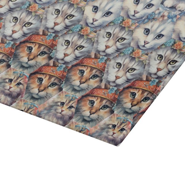 Cat faces Hexagon Pattern Cutting Board (Corner)