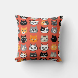 Cat Faces Pattern   Cool Kitty Cat Lover's Cushion