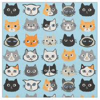 Cat Faces Pattern | Cool Kitty Cat Lover's Fabric