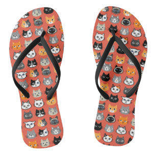 Cat Faces Pattern   Cool Kitty Cat Lover's Jandals