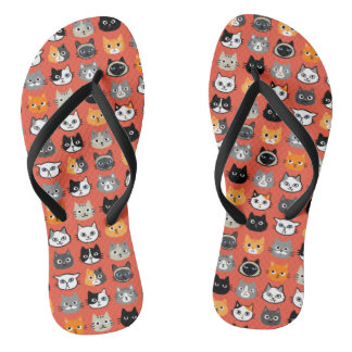 Cat Faces Pattern | Cool Kitty Cat Lover's Jandals