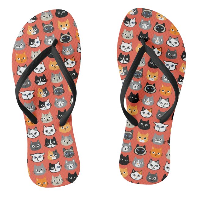Cat Faces Pattern | Cool Kitty Cat Lover's Jandals (Footbed)