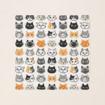 Cat Faces Pattern | Cool Kitty Cat Lover's Scarf<br><div class="desc">A Fun Feline Fashion Accessory. Cat drawings pattern includes longhaired and shorthaired domesticated kitties. Siamese,  black cats,  moustache cat,  calico,  striped grey and white and tabby cats. This original scarf makes a purrfect gift for cat moms.</div>