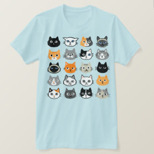 Cat Faces Pattern   Cool Kitty Cat Lover's T-Shirt