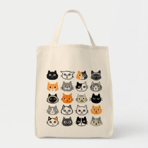 Cat Faces Pattern   Cool Kitty Cat Lover's Tote Bag