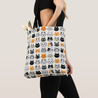Cat Faces Pattern | Cool Kitty Cat Lover's Tote Bag