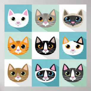 Cat Faces Poster