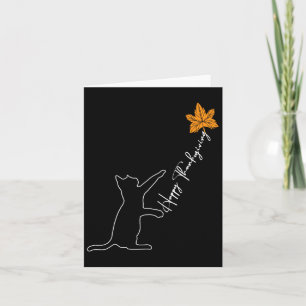 Cat Fall Leaf Balloon Thanksgiving Day Cute Kitten Card